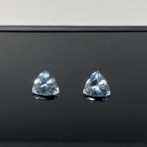 Set of 2 trilliant cut pale blue aquamarines