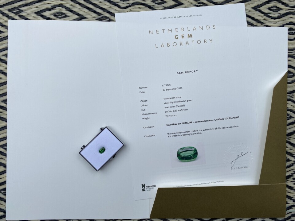 NEL certificaat chroom toermalijn