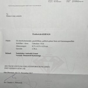 Kattenoog demantoïd granaat